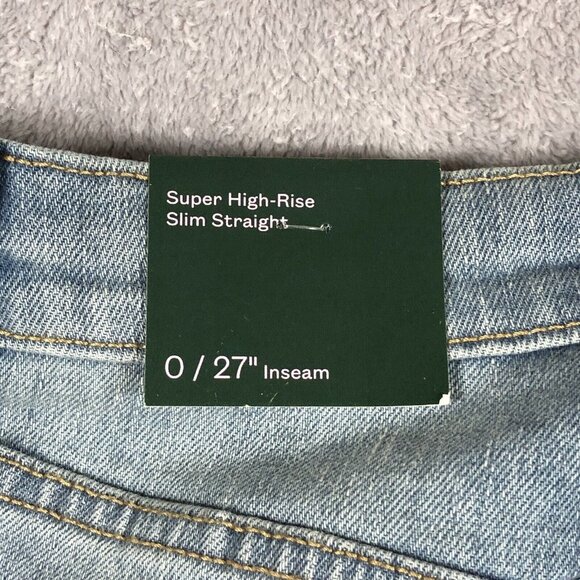 Wild Fable Jeans Womens Sz 0 Light Wash Super High Rise Slim Straight Distressed - Picture 13 of 14